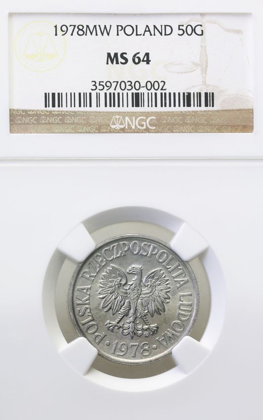 PRL. 50 groszy 1978 aluminium NGC MS64